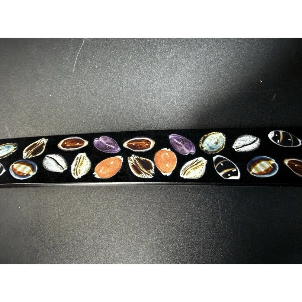 Denim Tears New Seashell Leather Belt  Men's Black  S/M 34 Streetwear Hip Hop